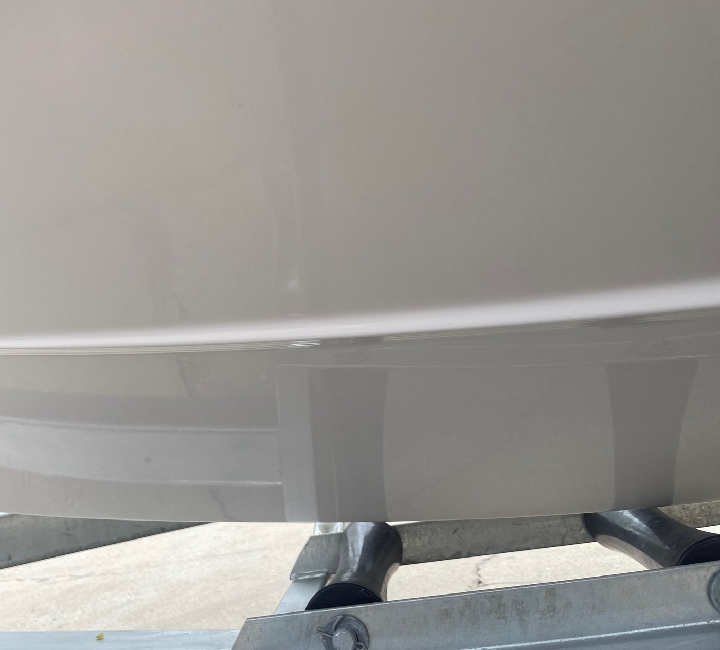 Boat chine and planing strake faired and re-gelcoated back to a clean line, Brisbane