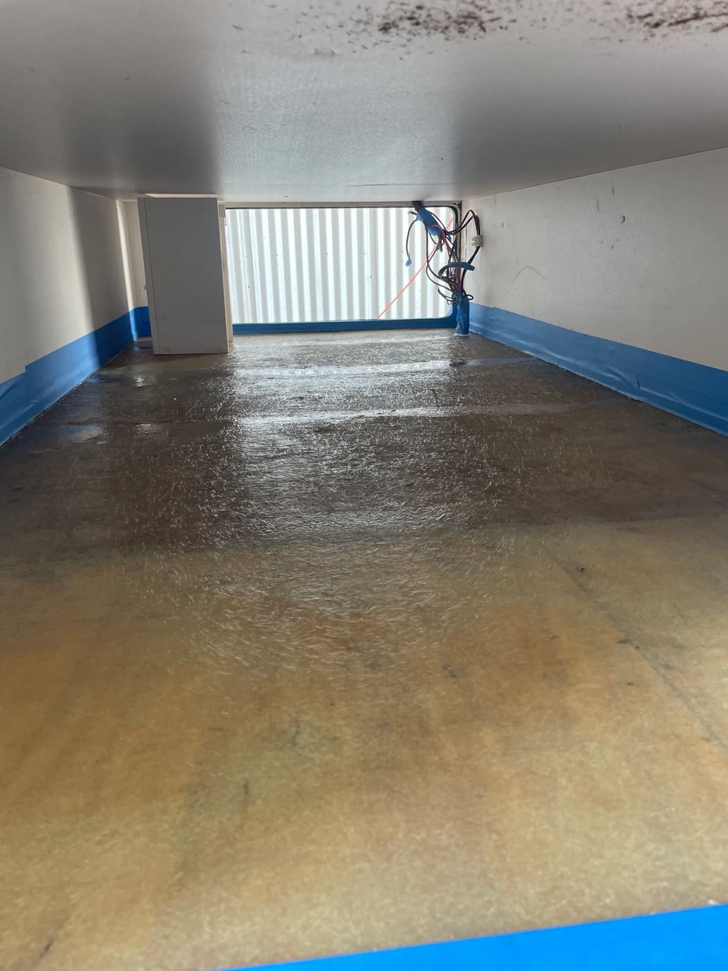 Trailer floor laminated with fibreglass reinforcement and resin, Brisbane